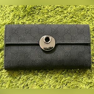 Vintage GG Black Denim Wallet